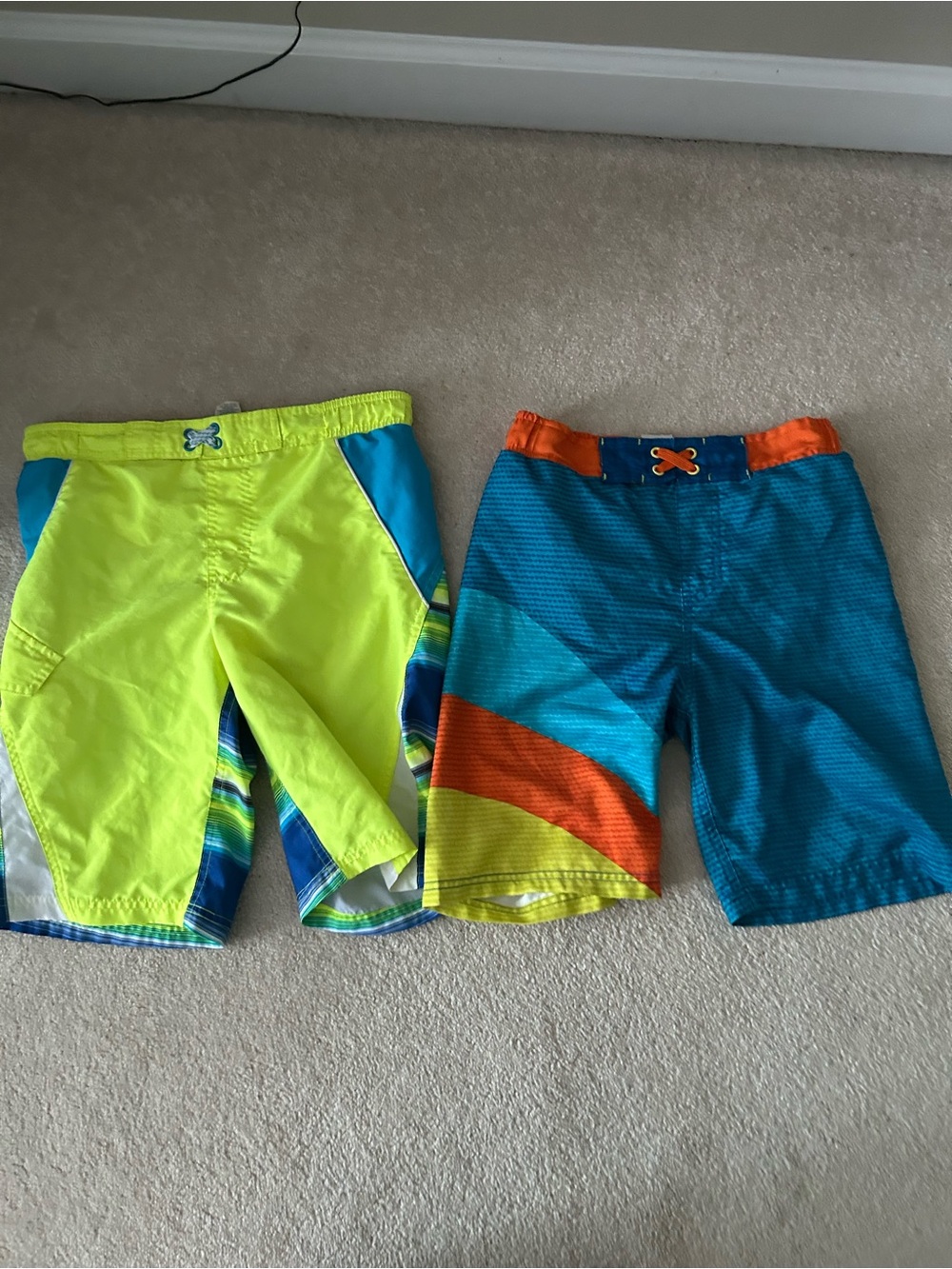 Cherokee Neon Yellow and Teal Kids Swim Shorts - Pack of 2